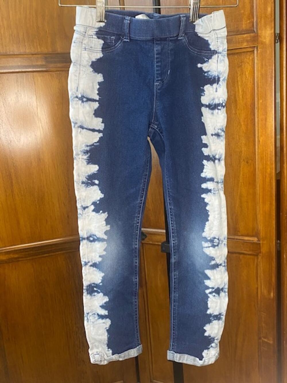 Wonder Nation Girls Jeans Size L 10-12 Tie Dye Side Panel Stretch Denim